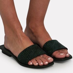 St. Agni Clea Green Woven Slides